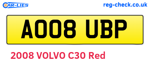 AO08UBP are the vehicle registration plates.