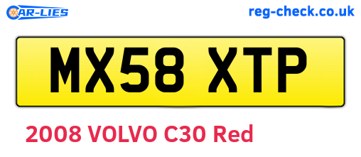 MX58XTP are the vehicle registration plates.