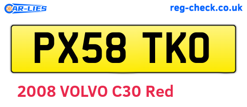 PX58TKO are the vehicle registration plates.