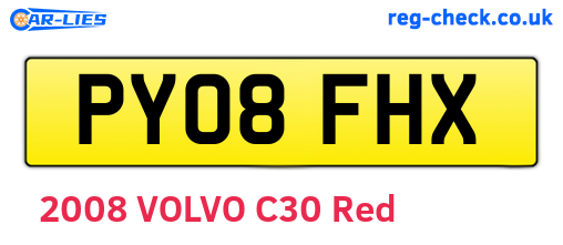 PY08FHX are the vehicle registration plates.