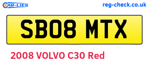 SB08MTX are the vehicle registration plates.