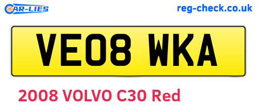 VE08WKA are the vehicle registration plates.