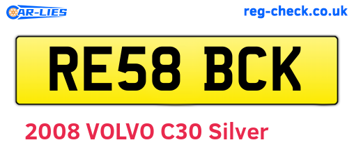 RE58BCK are the vehicle registration plates.
