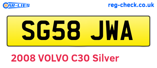 SG58JWA are the vehicle registration plates.