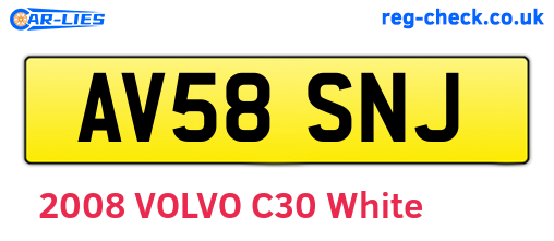 AV58SNJ are the vehicle registration plates.
