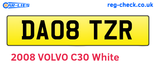 DA08TZR are the vehicle registration plates.