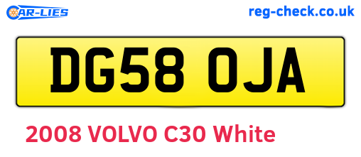 DG58OJA are the vehicle registration plates.