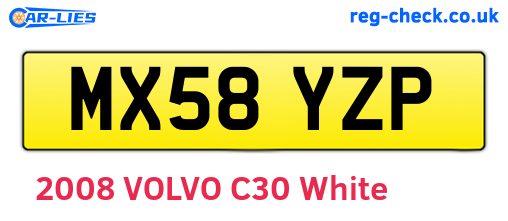 MX58YZP are the vehicle registration plates.