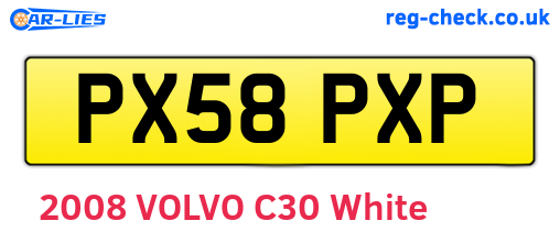 PX58PXP are the vehicle registration plates.