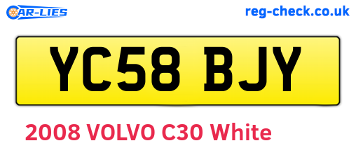 YC58BJY are the vehicle registration plates.