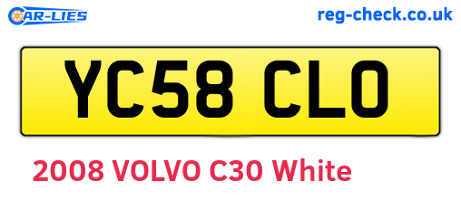 YC58CLO are the vehicle registration plates.