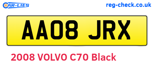 AA08JRX are the vehicle registration plates.