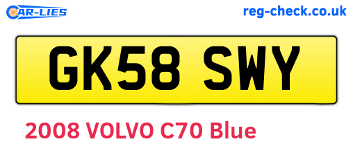 GK58SWY are the vehicle registration plates.
