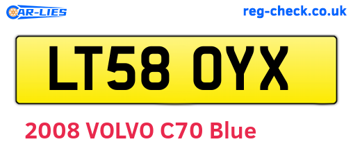 LT58OYX are the vehicle registration plates.