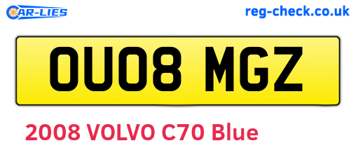 OU08MGZ are the vehicle registration plates.
