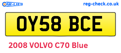 OY58BCE are the vehicle registration plates.