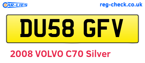 DU58GFV are the vehicle registration plates.
