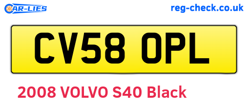 CV58OPL are the vehicle registration plates.
