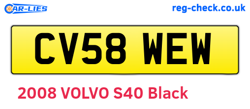 CV58WEW are the vehicle registration plates.