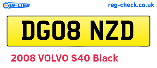 DG08NZD are the vehicle registration plates.