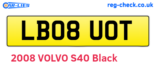 LB08UOT are the vehicle registration plates.