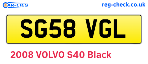 SG58VGL are the vehicle registration plates.