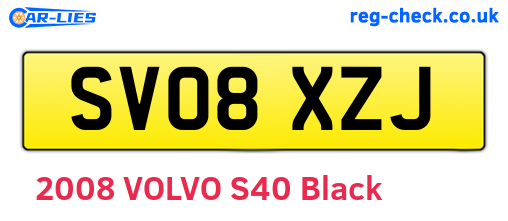 SV08XZJ are the vehicle registration plates.