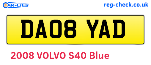 DA08YAD are the vehicle registration plates.