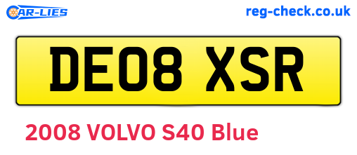 DE08XSR are the vehicle registration plates.