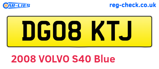 DG08KTJ are the vehicle registration plates.