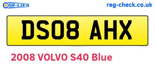 DS08AHX are the vehicle registration plates.