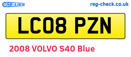 LC08PZN are the vehicle registration plates.