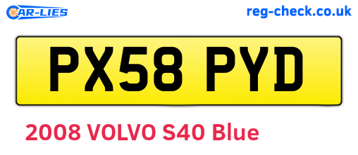 PX58PYD are the vehicle registration plates.