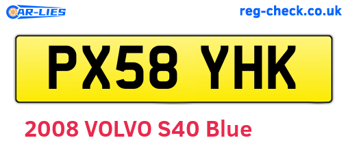 PX58YHK are the vehicle registration plates.