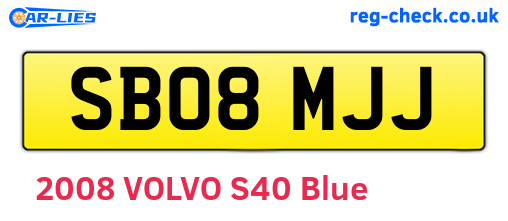 SB08MJJ are the vehicle registration plates.