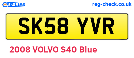 SK58YVR are the vehicle registration plates.