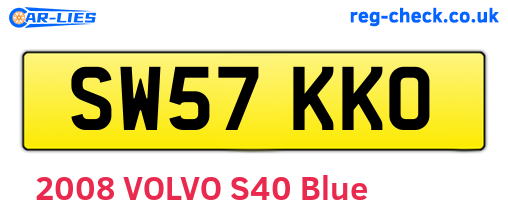 SW57KKO are the vehicle registration plates.