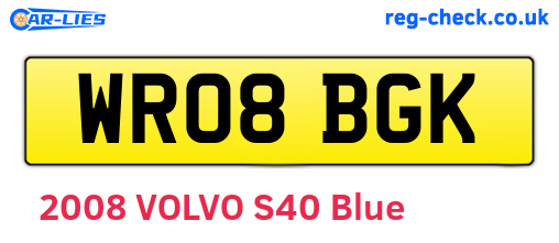 WR08BGK are the vehicle registration plates.