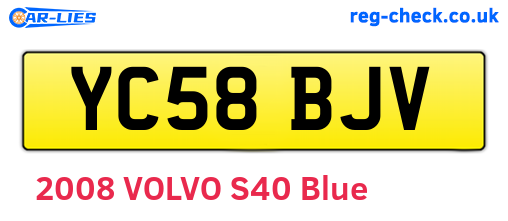 YC58BJV are the vehicle registration plates.