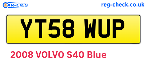 YT58WUP are the vehicle registration plates.