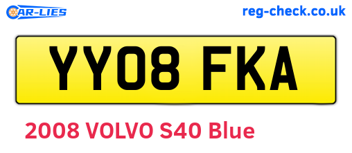 YY08FKA are the vehicle registration plates.