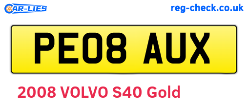 PE08AUX are the vehicle registration plates.