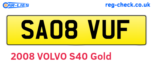 SA08VUF are the vehicle registration plates.