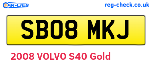 SB08MKJ are the vehicle registration plates.