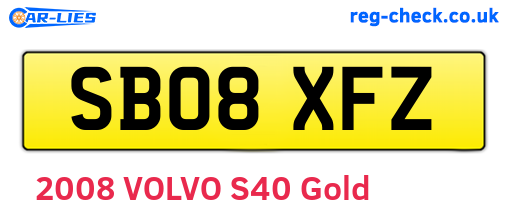 SB08XFZ are the vehicle registration plates.