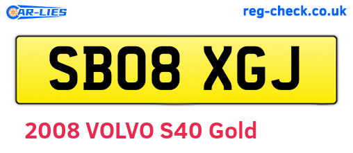 SB08XGJ are the vehicle registration plates.