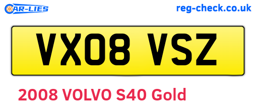 VX08VSZ are the vehicle registration plates.