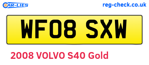 WF08SXW are the vehicle registration plates.