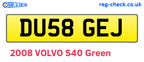 DU58GEJ are the vehicle registration plates.