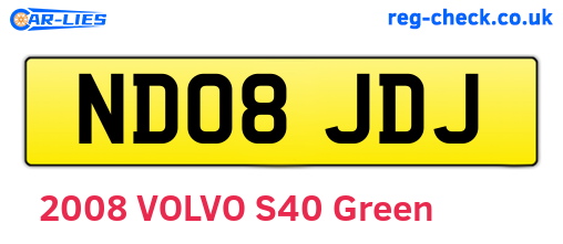 ND08JDJ are the vehicle registration plates.
